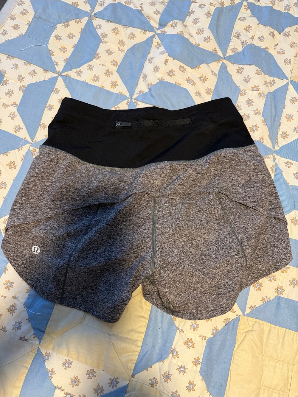 lululemon athletica Black Waistband Gray Athletic Shorts